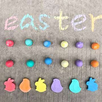 JoFAN 18 Pack Easter Sidewalk Chalk Set with Easter Eggs Bunny Chicken for Kids Boys Girls Toddlers Easter Basket Stuffers Gifts Fillers Party Favors