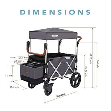 Keenz 7S - Ultimate Adventure Stroller Wagon - 2 Passenger, Dark Grey/Black