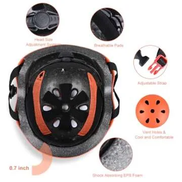 Kids Adjustable Helmet for Safety Ages 3-8 Multi-Sport