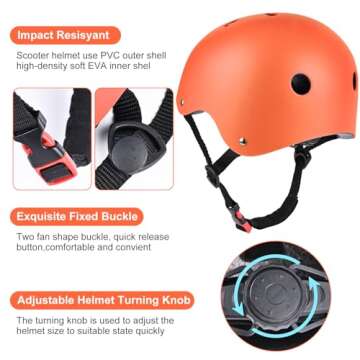 Kids Helmet, Toddler Helmet Adjustable Toddler Helmet Ages 3-8 Years Old Boys Girls Multi-Sports Safety (Orange)