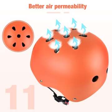 Kids Helmet, Toddler Helmet Adjustable Toddler Helmet Ages 3-8 Years Old Boys Girls Multi-Sports Safety (Orange)