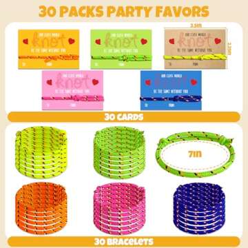 Milianquill 30Pcs Knot Bracelet Greeting Cards - Valentines Day Gifts for Kids, Classroom Exchange, ...