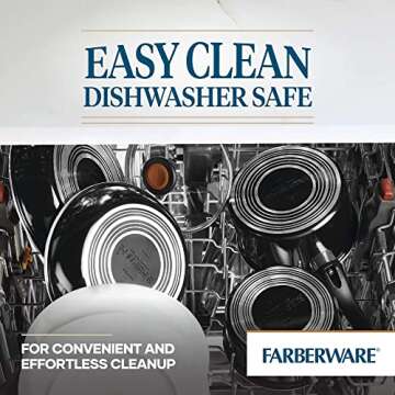 Farberware Glide Dishwasher Safe Nonstick Cookware Pots and Pans Set, 11 Piece, Black