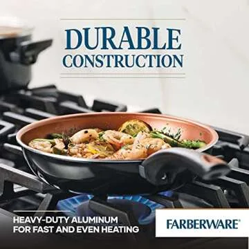 Farberware Glide Dishwasher Safe Nonstick Cookware Pots and Pans Set, 11 Piece, Black