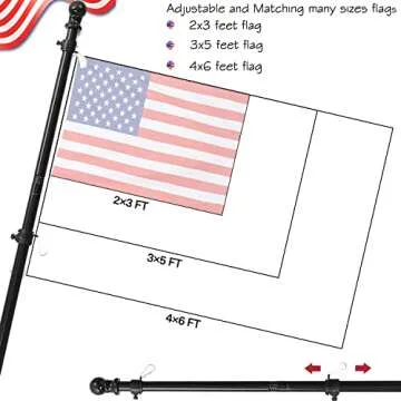 FLY HAWK 6 FT flagpole, Suitable for 2x3, 3x5, 4x6 Flag Heavy Garden flagpole, Outdoor or Outdoor Wall-Mounted flagpole for Street Games (Only Flagpole)(Black)
