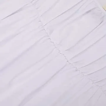 HEQU Regency Dresses for Women with Satin Sash Ruffle Empire Waist Dress Gown (S, White)