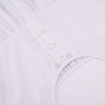 HEQU Regency Dresses for Women with Satin Sash Ruffle Empire Waist Dress Gown (S, White)