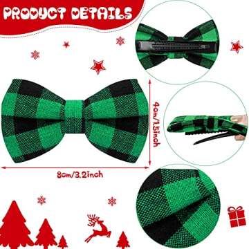 Luinabio 24 Pieces 3.2 Inch Christmas Hair Bows for Girls Buffalo Plaid Ribbon Christmas Hair Clips ...