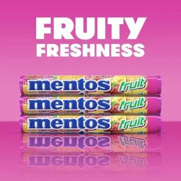 Mentos Chewy Mint Candy Rolls, Fruit Flavor, 6 Count Pack