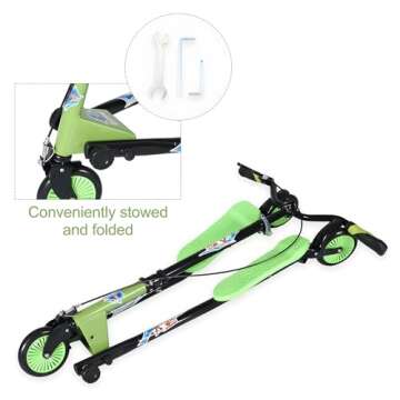 AODI Swing Wiggle Scooter, 3 Wheels Drifting Scooter with Adjustable Height/Folding Kick Scooter for...