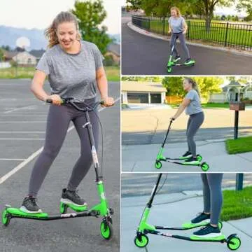 AODI Swing Wiggle Scooter, 3 Wheels Drifting Scooter with Adjustable Height/Folding Kick Scooter for Kids/Woman/Men Age 6+ Years Old