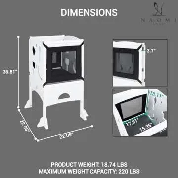 Kids I'm a Big Helper Wooden Toddler Tower with Safety Rail; Foldable Step Stool; Montessori Tower for Toddlers for Kids - Natural, White