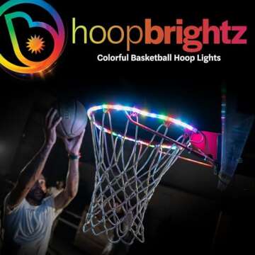 Brightz HoopBrightz LED Basketball Hoop Light - Basketball Gifts for Boys 10 8 12 14 - Light Up Bask...
