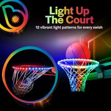 Brightz HoopBrightz LED Basketball Hoop Light - Basketball Gifts for Boys 10 8 12 14 - Light Up Basketball Hoop for Kids - Basketball Accessories for Boys - Outdoor Summer Fun Games for All Ages
