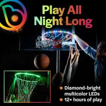 Brightz HoopBrightz LED Basketball Hoop Light - Basketball Gifts for Boys 10 8 12 14 - Light Up Basketball Hoop for Kids - Basketball Accessories for Boys - Outdoor Summer Fun Games for All Ages