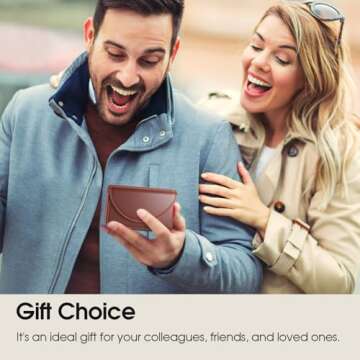 MaxGear Business Card Holder, PU Leather Business Card Case Pocket for Men or Women, Professional Slim Credit Cards Carrier Name Cards Holder Wallet with Magnetic Shut, Coffee