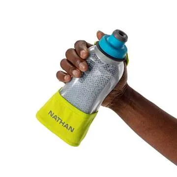 Nathan Running Handheld Water Bottle Adjustable No-Grip. Quick Squeeze Lite Hand Strap. 12oz / 18oz / Insulated. Reflective Hydration Water Bottle.