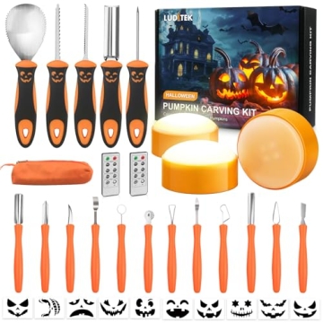 Luditek Pumpkin Carving Kit - 17 PCS Professional Tools for Jaw-Dropping Jack-O-Lanterns