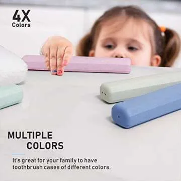 Portable Travel Toothbrush Case - 4 Colorful Holders for Travel