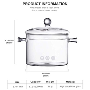 Durable Glass Saucepan 2.0L For Quick Healthy Meals