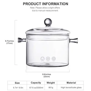 Durable Glass Saucepan 2.0L For Quick Healthy Meals