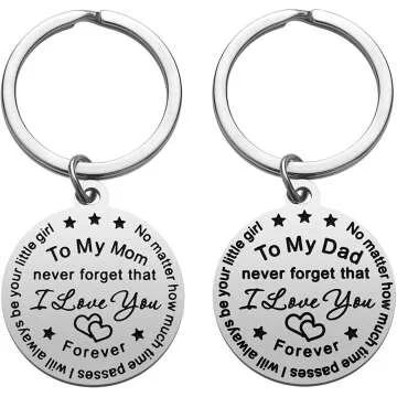 Heartfelt Parent Gifts from Daughter - 2PCS Keychain Set for Christmas & Special Occasions