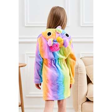 Doctor Unicorn Soft Unicorn Hooded Bathrobe Sleepwear - Unicorn Gifts for Girls (Rainbow, 6 Years)