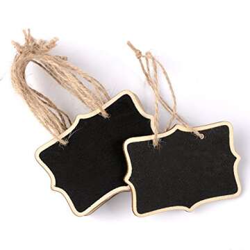 AUSTOR 14 Pcs Mini Chalkboards Signs Hanging Rectangle Chalkboards Double Sided Blackboard Message B...