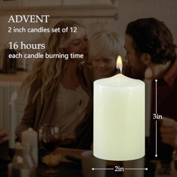 Ivory Dripless Pillar Candles - Elegant Set of 12 Hand Poured