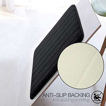 Betus Luxury Memory Foam Bath Mat - Water Absorbent, Super Cozy and Non-Slip Backing - Luxurious Velvet Comfort Bathroom Rug - 17"x24" (Black)