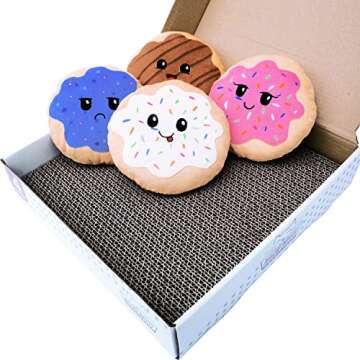 Krispy Klawz Donut Cat Toys - Cute Funny Cat for Cat Lovers, Cat Birthday Gift, Cat Presents - Inclu...