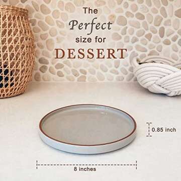 Mora Ceramic Flat Plates Set of 6-8 in - Microwave, Oven & Dishwasher Safe