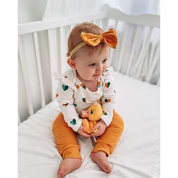 Fullfamous Baby Girl Clothes Gifts Outfits,Fall Winter Long Sleeve Romper and Pant Set Yellow Heart 6-12 months