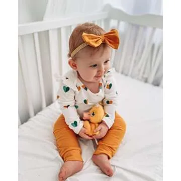 Fullfamous Baby Girl Clothes Gifts Outfits,Fall Winter Long Sleeve Romper and Pant Set Yellow Heart 6-12 months