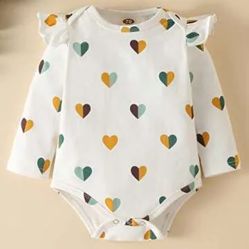 Fullfamous Baby Girl Clothes Gifts Outfits,Fall Winter Long Sleeve Romper and Pant Set Yellow Heart 6-12 months