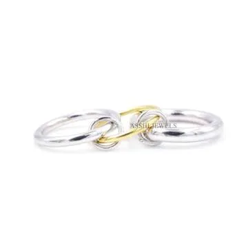 925 Silver 3 Set Connector Stacking Band ring jewelry (7 US)