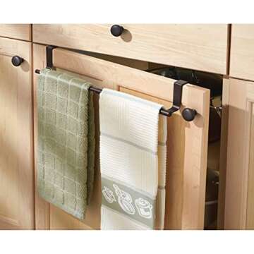 mDesign Expandable Towel Bar Rack for Kitchen Cabinets