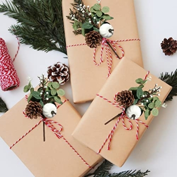 Adurself 6PCS Greenery Stems Artificial Eucalyptus Leaves Fall Picks with White Pumpkin Pinecones for Wedding Table Decor Autumn Thanksgiving Day Flower Arrangements Wreaths Indoor Outdoor Home Decor