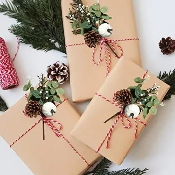 Adurself 6PCS Greenery Stems Artificial Eucalyptus Leaves Fall Picks with White Pumpkin Pinecones for Wedding Table Decor Autumn Thanksgiving Day Flower Arrangements Wreaths Indoor Outdoor Home Decor