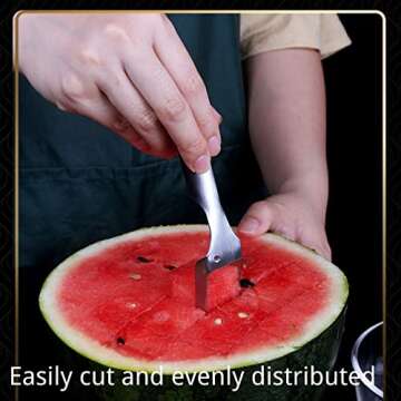 2PCS Watermelon Fork Slicer Cutter, Dual Head Stainless Steel Fruit Forks Slicer Knife for Family Pa...