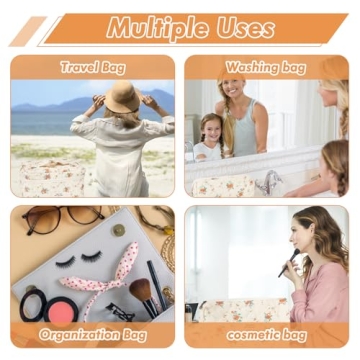 URSKYTOUS 3Pcs Cotton Quilted Makeup Bags for Women and Girls