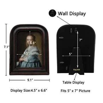 YULINK 5x7 Vintage Picture Frame, Antique Ornate Rustic Brown Photo Frame, for Tabletop and Wall Display, Decorative Retro Home Decor, Old Fashioned Photo Gallery Art