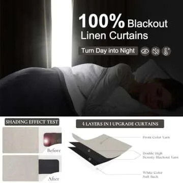 Extra Long Custom 102 Inch Curtains, 100% Blackout Curtains for Bedroom Weather Burg Thermal Insulated Noise Cancelling Pleated Heading Tape Hook Back Tab Ivory Beige Kids Boho Drapes 2 Panel Set