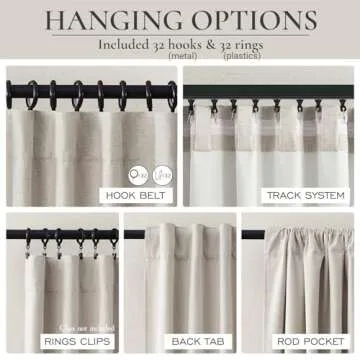 Extra Long Custom 102 Inch Curtains, 100% Blackout Curtains for Bedroom Weather Burg Thermal Insulated Noise Cancelling Pleated Heading Tape Hook Back Tab Ivory Beige Kids Boho Drapes 2 Panel Set