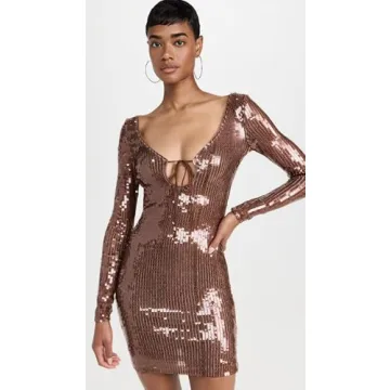 Bardot Verona Sequin Mini Dress - Chocolate Brown Elegance