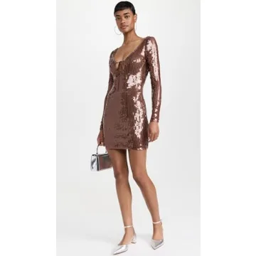 Bardot Verona Sequin Mini Dress - Chocolate Brown Elegance