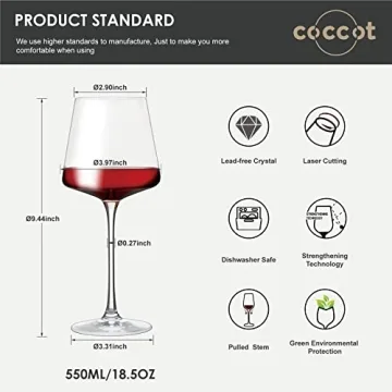 Coccot Wine Glasses Set of 6 - Elegant Crystal Drinkware