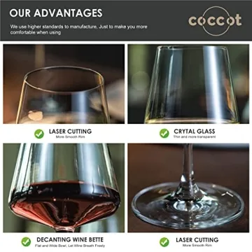 Coccot Wine Glasses Set of 6 - Elegant Crystal Drinkware