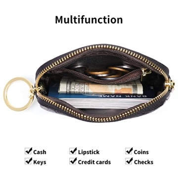 SENDEFN Mini Coin Purse Stylish Leather Zipper Pocket