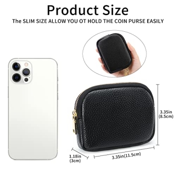 SENDEFN Mini Coin Purse Stylish Leather Zipper Pocket
